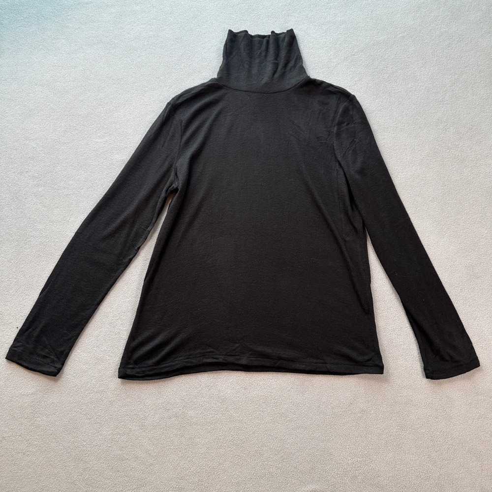 ZARA Women Turtleneck Top M Black Long Sleeve Classic Basic Casual Shirt Tee